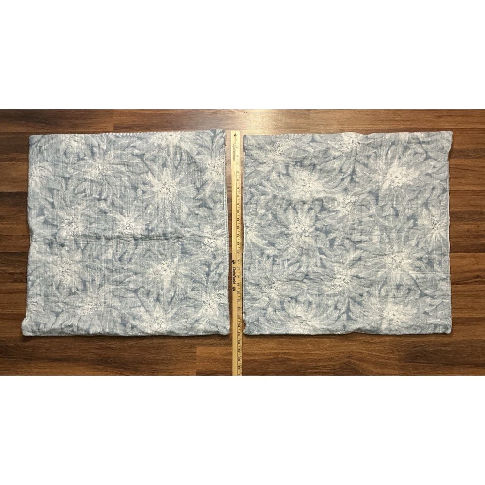 2 Tommy Bahama Shams 25 x 25 Inches 100% Cotton Blue and White Striped Backing